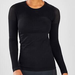 Fabletics Musetta Long Sleeve Top workout  L Black Mesh Performance gym Layers